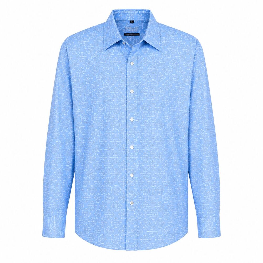 Visconti Uomo Dress Shirt Men's Large Blue Geometric Long Sleeve Button Front